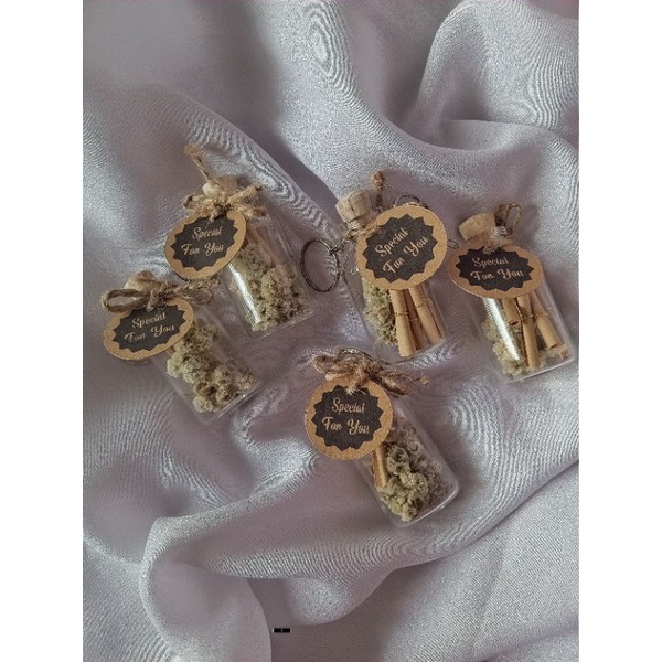 Key Chain Rustic Dried Flower Message in Bottle 25ml /message in bottle/ flower in bottle/hampers gift box