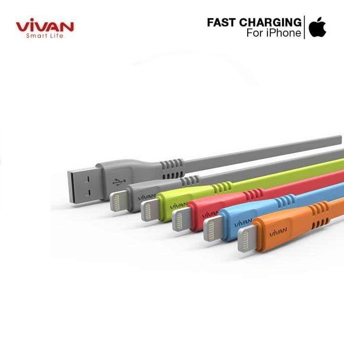 Kabel Data Fast Charging Vivan CSL100S Lightning Cable Data For Iphone  5/6/7 &amp; ipad mini/air