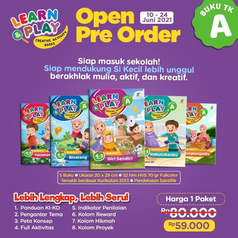 BUKU TEMATIK TK A / TK B LEARN & PLAY ZIYAD BOOKS