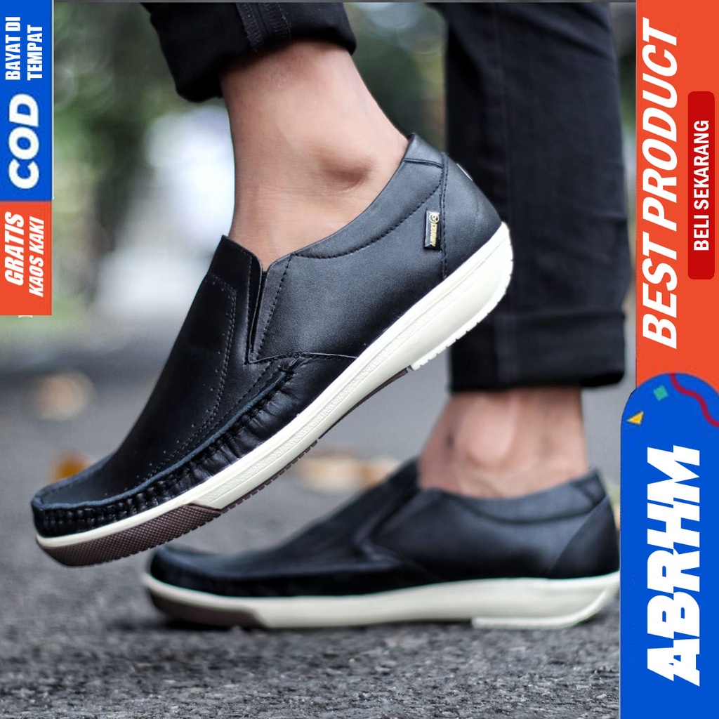 ABRHM SANDRE Sepatu Kasual Slip On Pria Kulit Asli