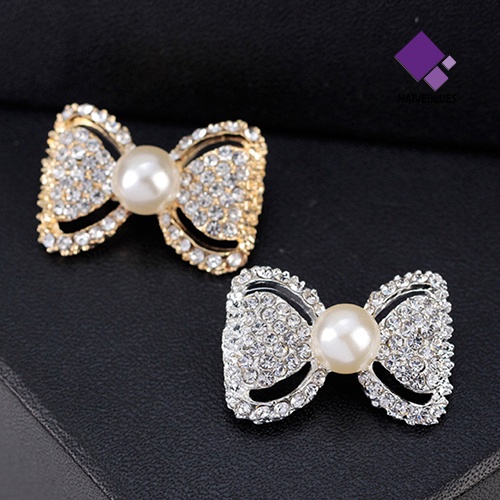 Bros Pin Bentuk Ikatan Simpul Aksen Mutiara Berlian Imitasi Untuk Wanita