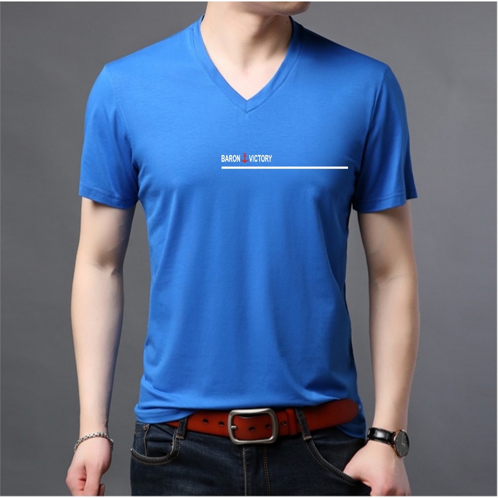 9SEVEN-Baju kaos V-neck  BV / kaos atasan vneck / baju kaos spandex kerah V terkeren