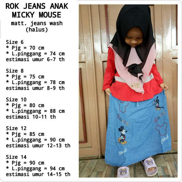 Rok jeans anak mickey mouse / rok anak