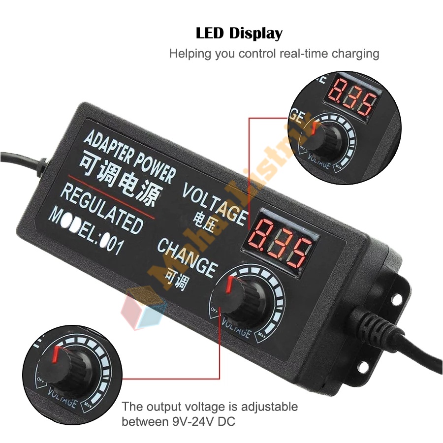 Adjustable Adaptor 3V 24V DC 2A Switching Power Supply Display Led