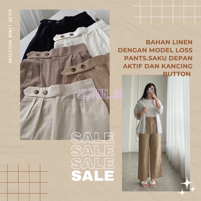 celana kulot wanita/kulot linen/celana side