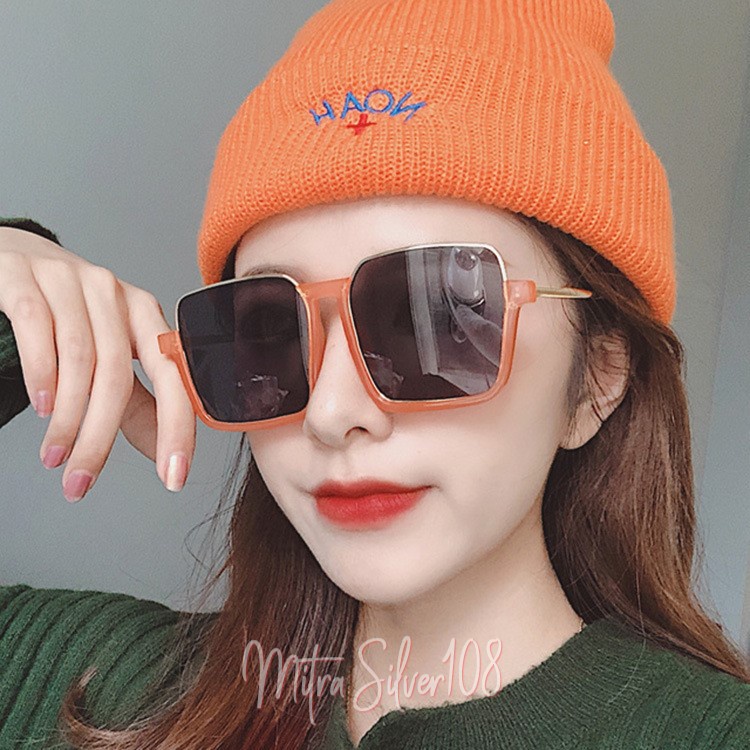 [MS108] KM 09 - Kacamata Hitam Kacamata Kotak Fashion Korea Kaca Orange untuk Pria dan Wanita / Korean Sunglasses Unisex / Impor Murah