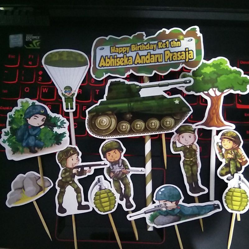 cake topper hiasan kue army tentara