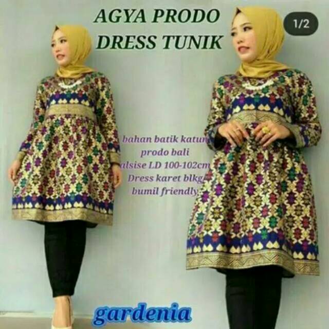 AGYA TUNIC PRODO ATASAN MINI DRESS PANJANG PRADA BALI SERAGAM KANTOR KERJA BATIK ETHNIC WANITA