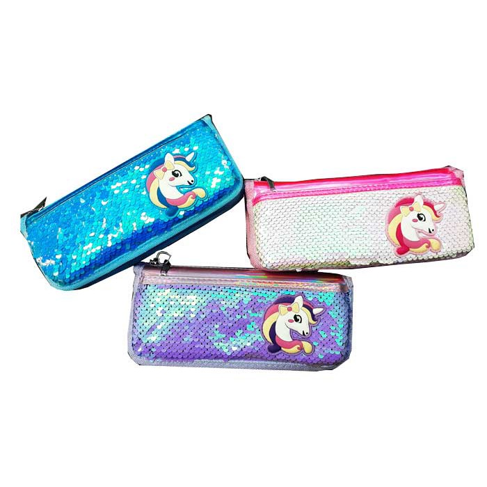 

TEMPAT PENSIL SEQUINS - 68025 PERLENGKAPAN SEKOLAH ANAK BAHAN KANVAS ADA GLITTER