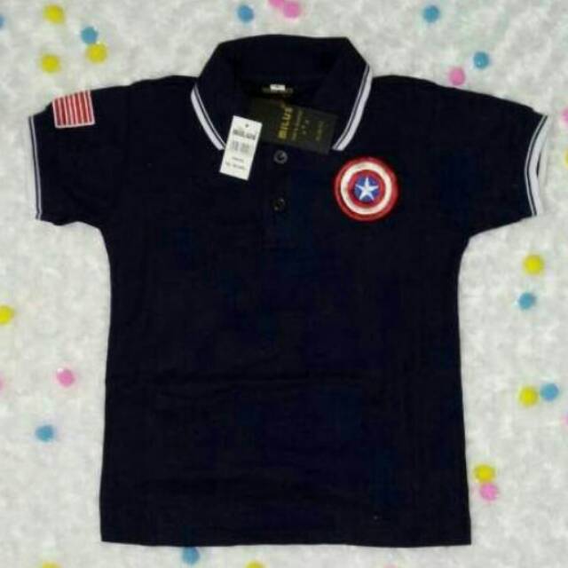 Baju Kaos Polo Captain Amerika Anak 1-3 thn
