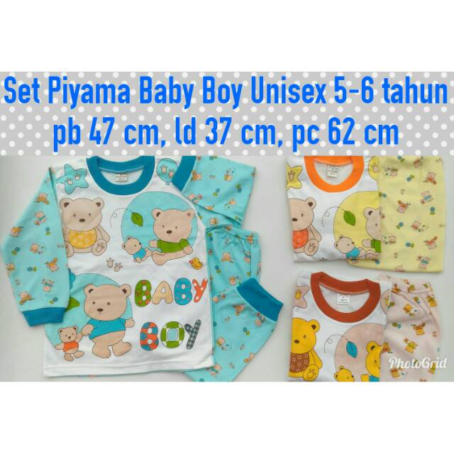 Setelan Piyama Anak Usia 5-7 th Baju Tidur Anak Laki-laki & Perempuan Full Katun