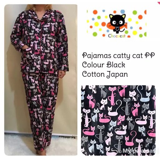 BESS - Piyama PP / Stelan Baju Tidur Murah / Corak BLACK CAT