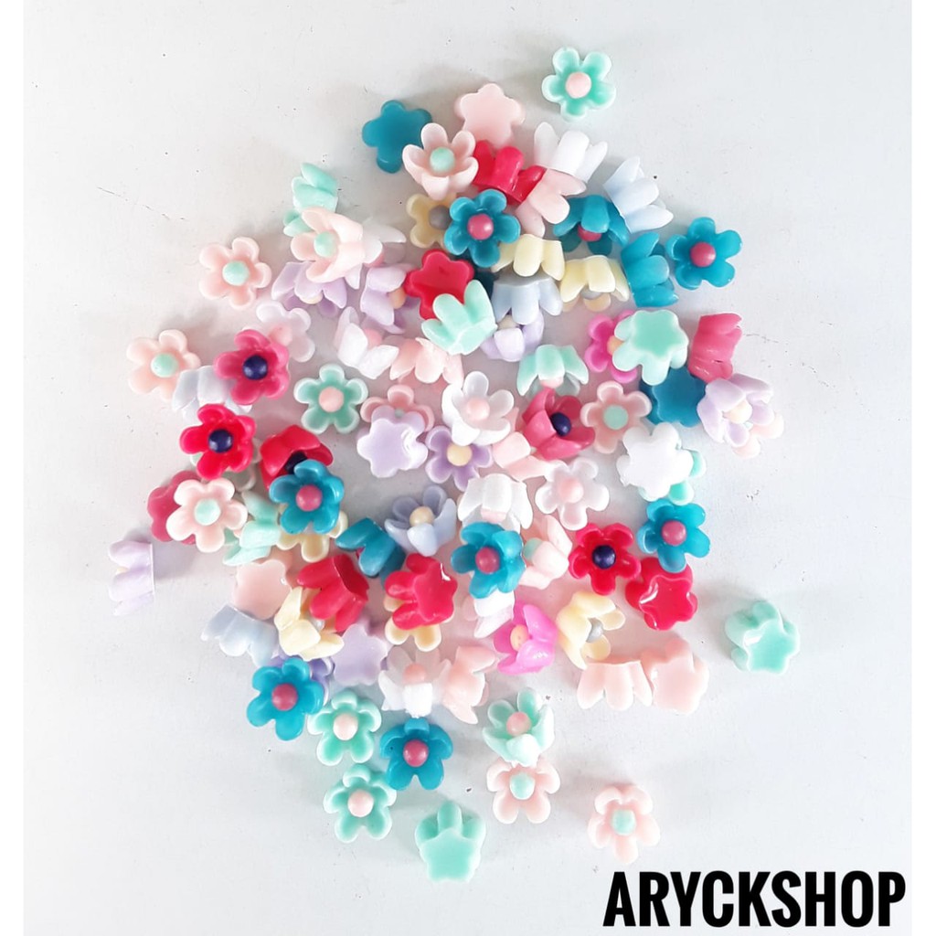 Bunga KROKOT resin mini isi 20pcs ukuran 5mm bahan kerajinan craft decocase DIY dan tasbih digital