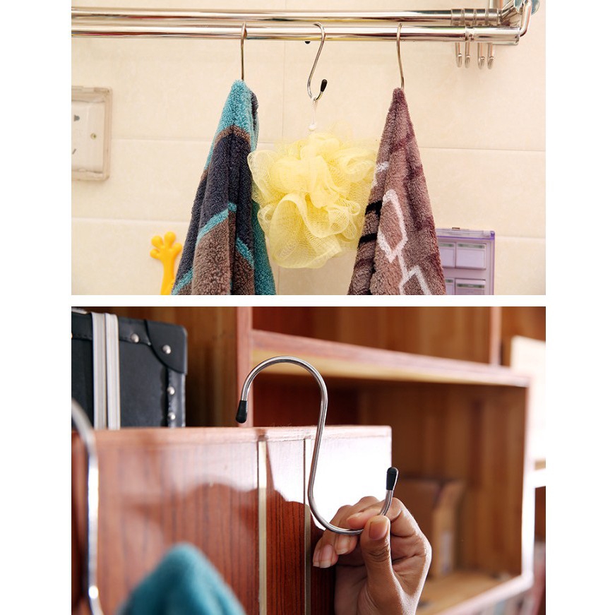 Adda Home - Set 4pcs - Hanger Bentuk S Gantungan Baju Pakaian Handuk Stainless Steel