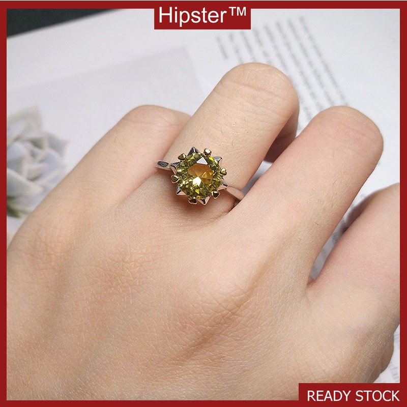 Hot Sale Fashion Classic Inlaid Full Diamond Yellow Diamond Adjustable Ring