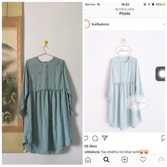 Preloved Top Shafira Ice Blue dari Butik Aluna