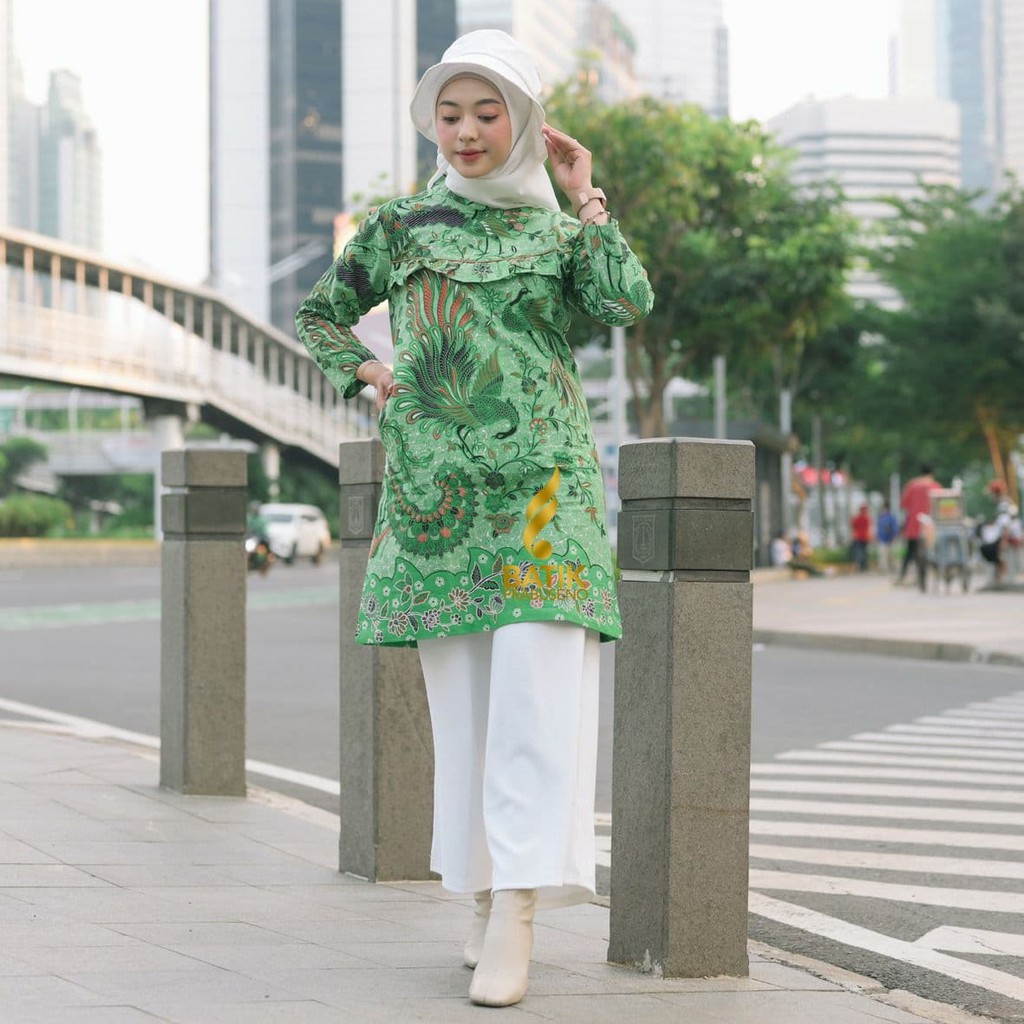 BAJU KEMEJA BATIK WANITA Prabuseno - DITA  Tunik Batik Wanita  Lengan Panjang