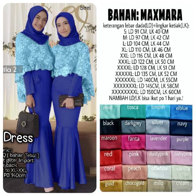 Azka dress brukat mermaid maxmara jumbo Bigsize ld 150