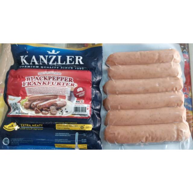 

Kanzler sosis sapi lada hitam blackpepper isi 6