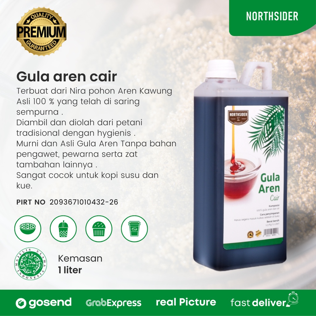 GULA AREN CAIR 1 liter PREMIUM ASLI untuk KOPI SUSU - KUE - BOBA