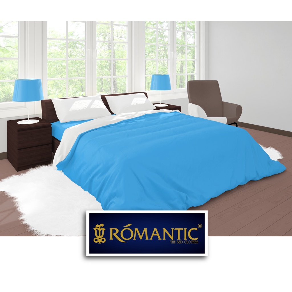 Two Tone Bedcover ROMANTIC Blue x White aesthetic Bandung