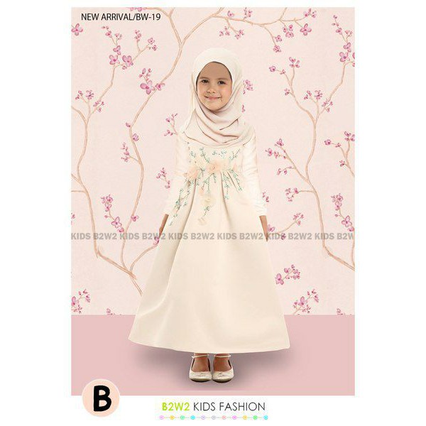 B2W2 Gamis Anak Bordir Bunga 3D