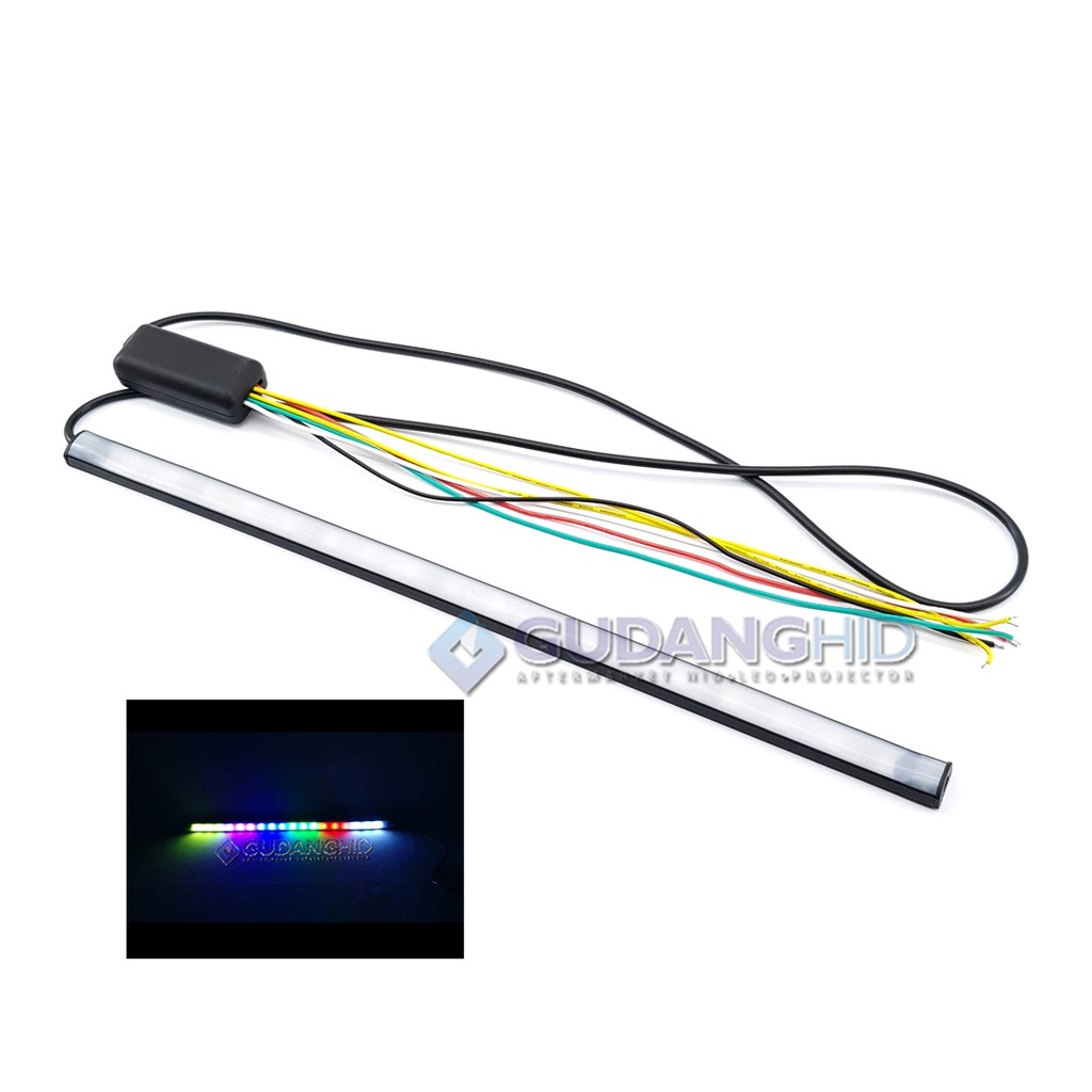 DRL RGB LED Flexible 32CM Alis Lampu Belakang Stoplamp Multi Fungsi Sein Running