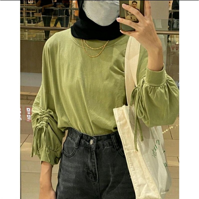 Ceyla Top by naylahijab_id |atasan kaos tangan serut| top serut |kemeja serut |blouse serut| atasan 