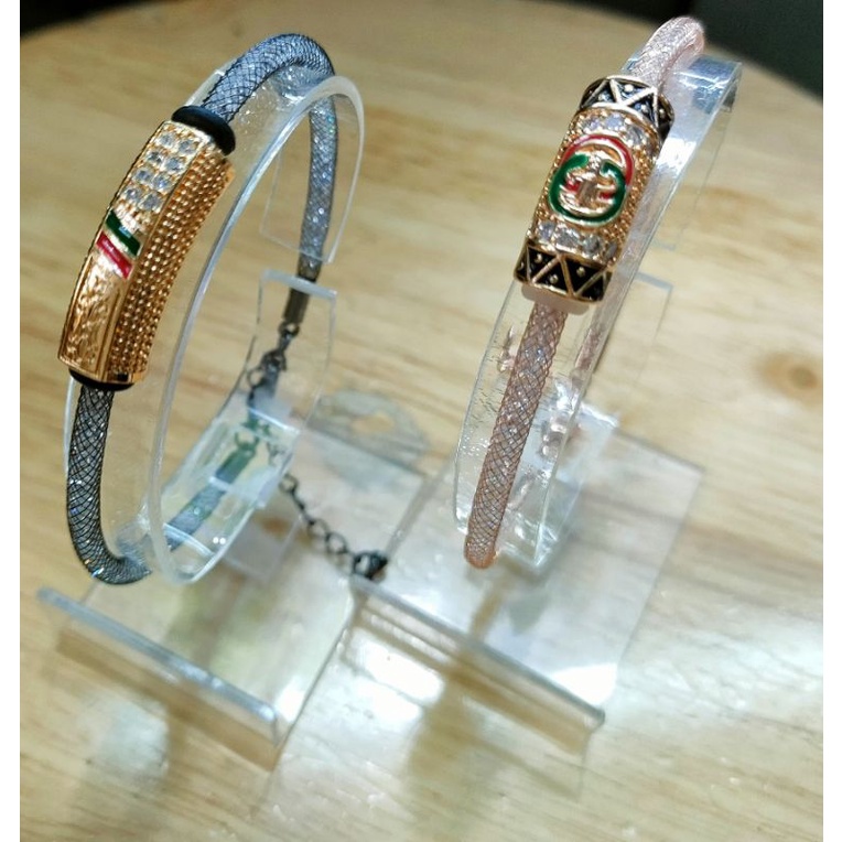 Gelang Tali Gliter dengan hiasan emas