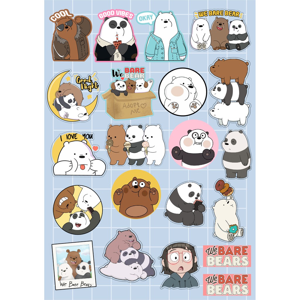 

Sticker Aeshtetic / Stiker estetik / Stiker Laptop / Stiker Motor / Stiker WE BARE BEAR UKURAN A5