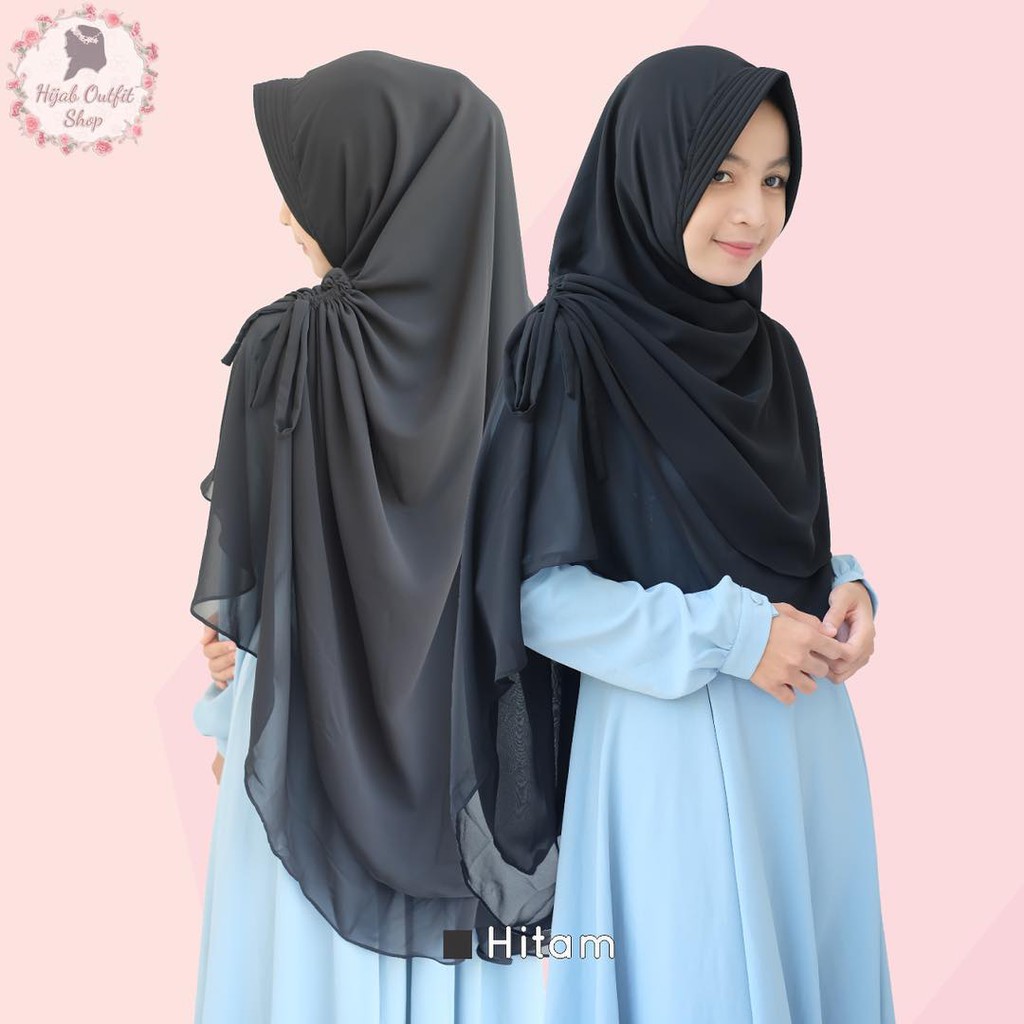 Khimar shafira, khimar syari 2 layer kerut samping