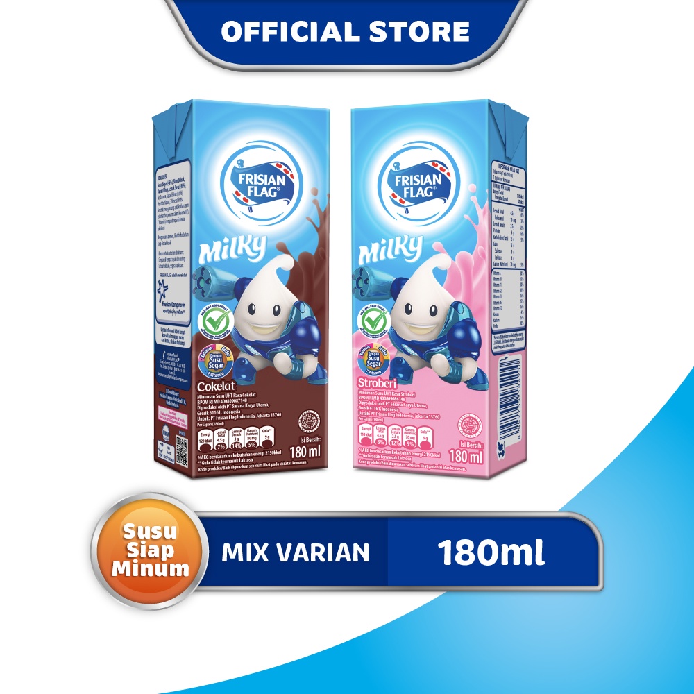 

Frisian Flag Milky Susu Cokelat & Stawberry 180 ml