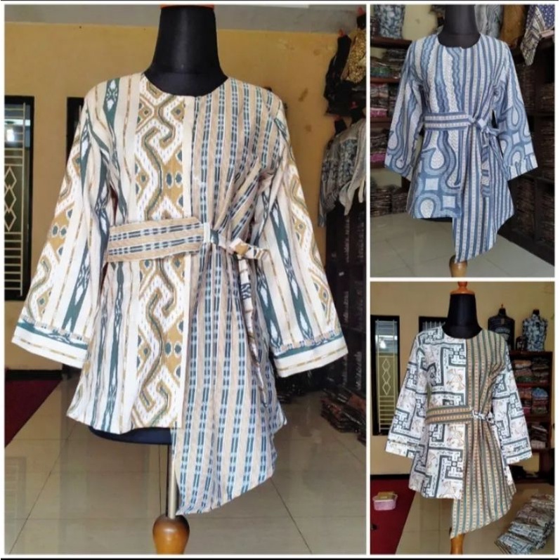 Batik wanita ASJ SA HRB026 Kenongo Kemeja Tosca Pendek