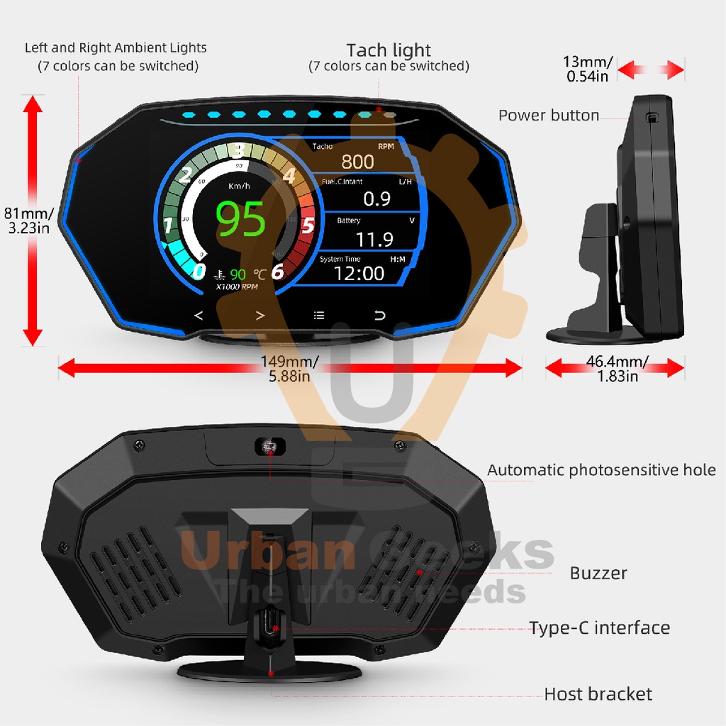 Head Up Display F11 HUD Gauge Speedometer Digital OBD2 GPS system F11