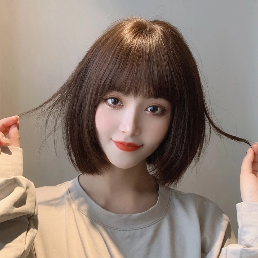 Set Wig Rambut Pendek Model Bob Untuk Wanita