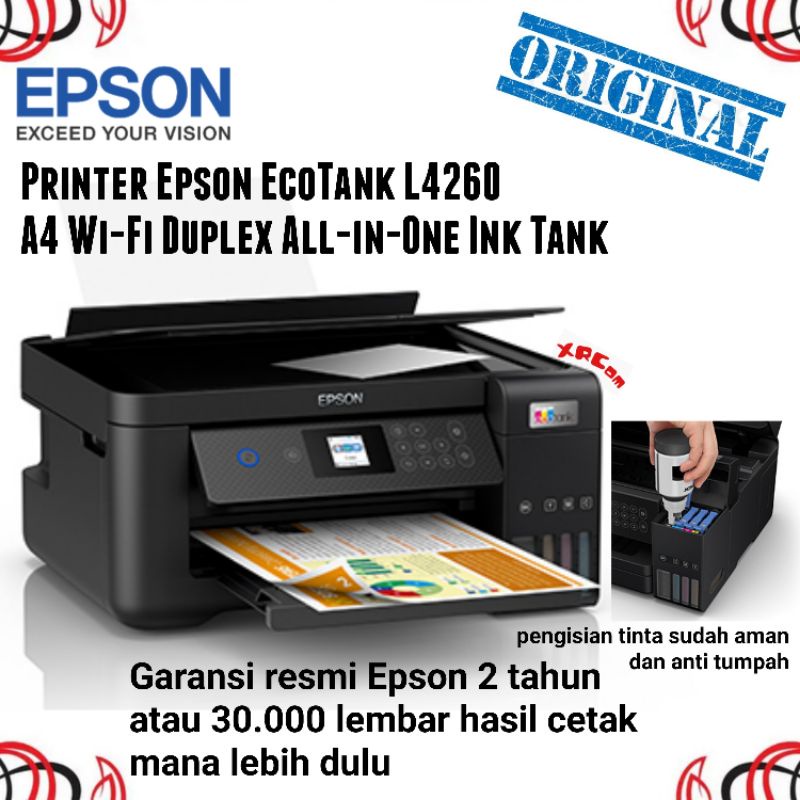 Printer Epson L4360 print, scan, copy, wifi auto duplex printing pengganti L4260 L4261