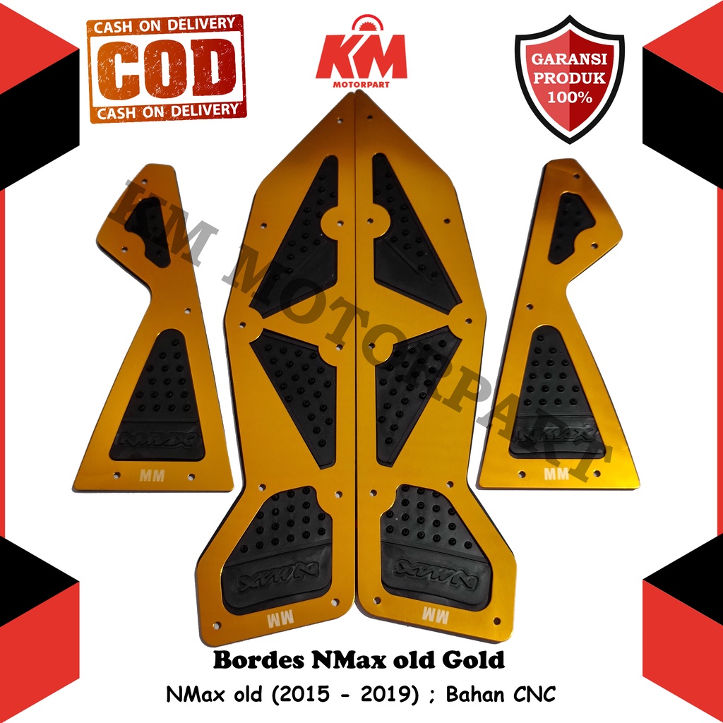 Karpet NMax Old Bordes N Max Lama Bahan Besi CNC Yamaha NMax 2015 2016 2017 2018 2019 GOLD