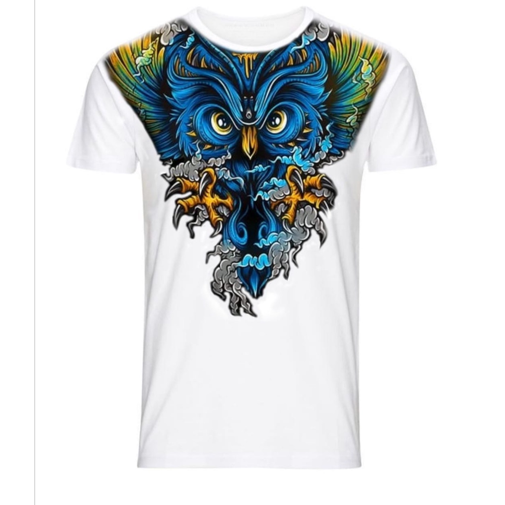 Kaos Pria Lengan Pendek / Owl Batik / UK L-XL / Shalch Trendy