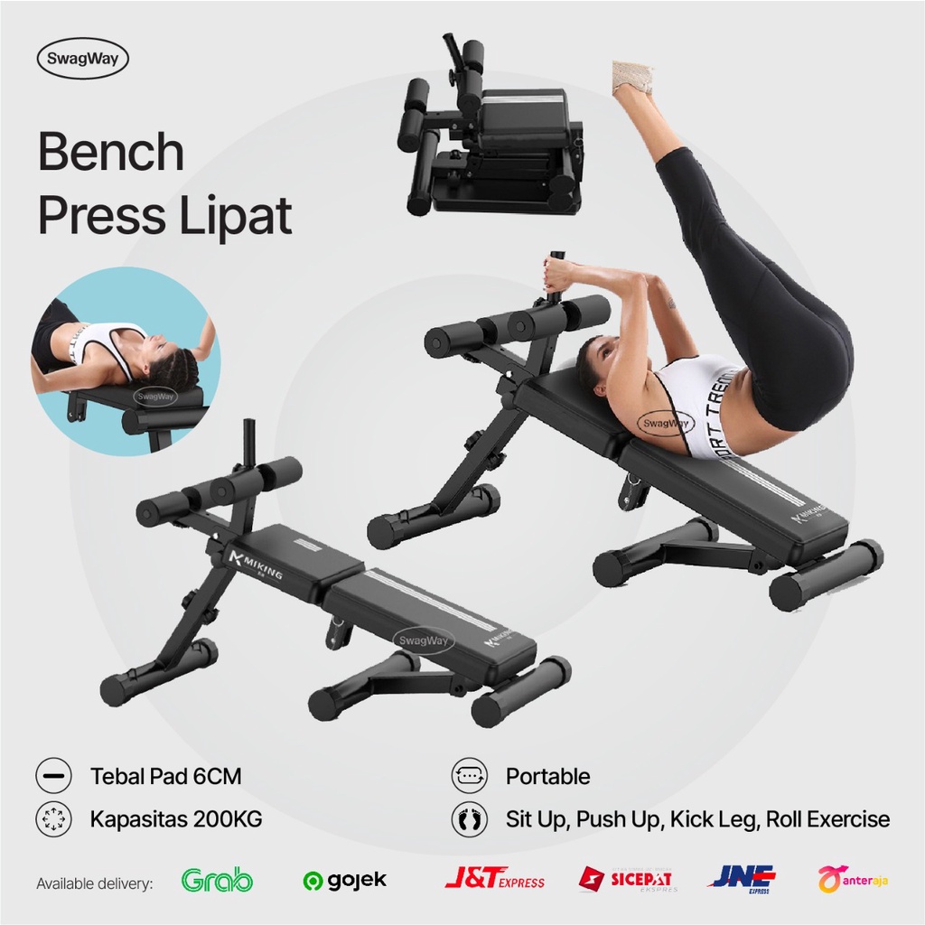Jual Alat Fitness Bangku Sit Up foldable training benchpress lipat Sit