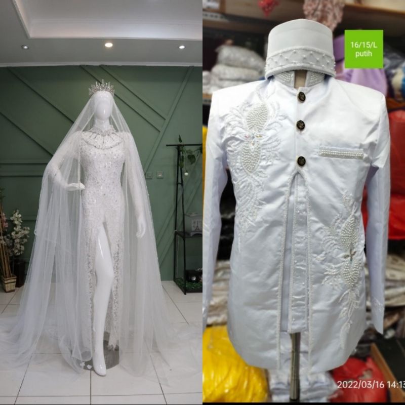 cauple Gaun pengantin slim Dress  premium belh ngekor // gaun pengantin organza// gaun pengantin belah//slim dres terbaru//gaun pengantin cantik