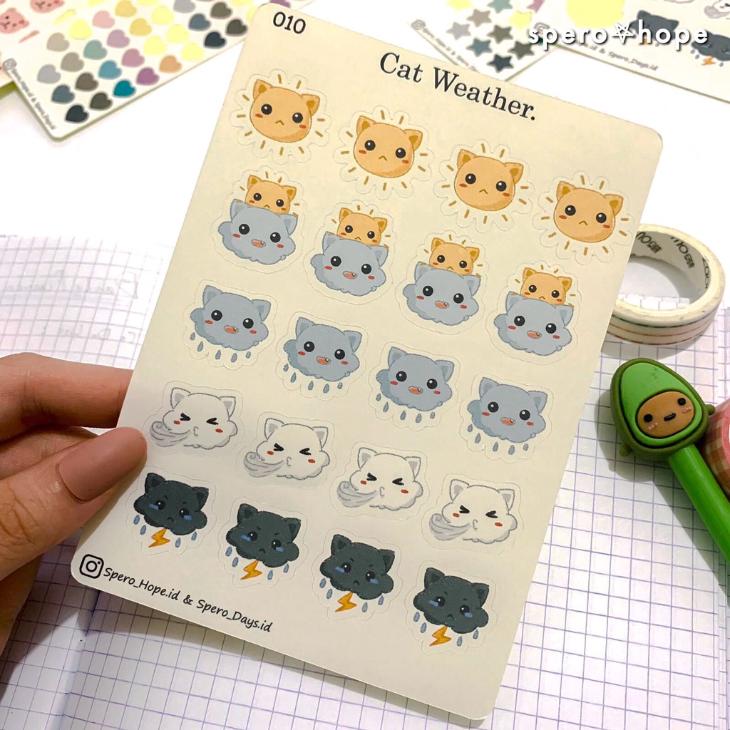 

SPEROHOPE - #010 Cute Aesthetic Cat Weather Sticker Sheet Cuaca Kucing DIY Diary Sticker Jurnal BUJO Planner Deco Stiker Hias