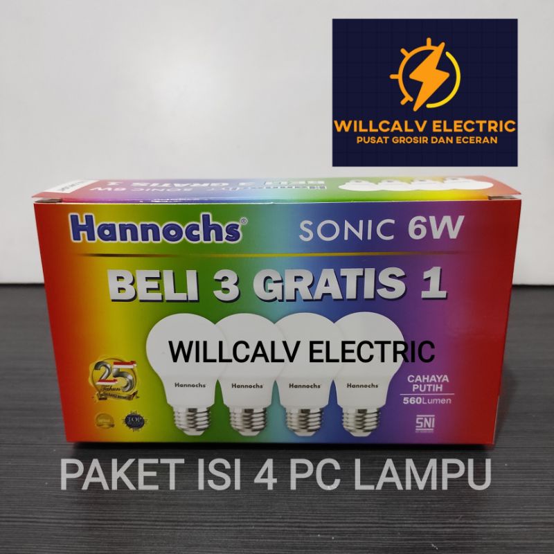 HANNOCHS SONIC PAKET 3+1 ISI 4 LAMPU 6W, 10W, 13W.