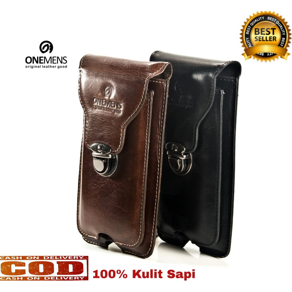 Sarung HP Pinggang Pria Kulit Asli Original Terbaru SHP01 / Sarung HP Oppo Samsung Vivo Xiaomi Dll