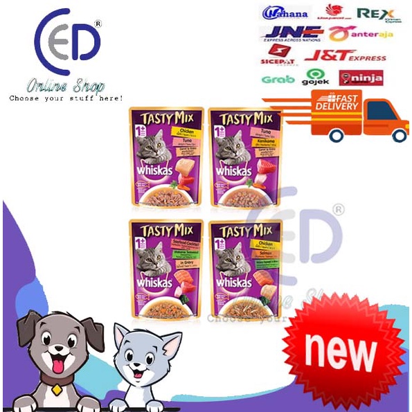 MAKANAN KUCING BASAH WHISKAS POUCH TASTY MIX 70GR ALL VARIAN