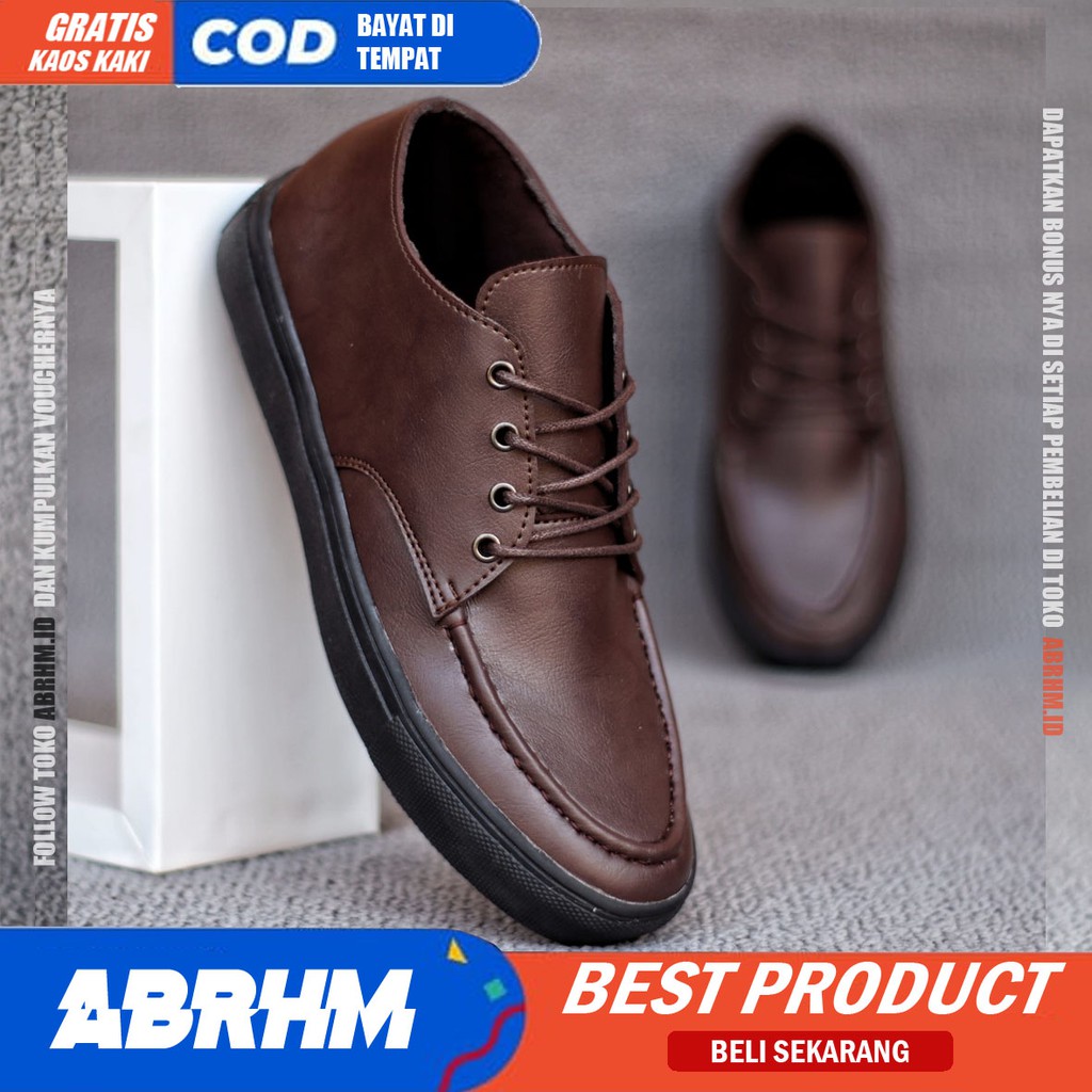 ABRHM X SAKA Sepatu Formal Pria Sepatu Pria Casual Pantofel Kulit Pu Premium Sepatu Kasual Cowok / Cowo Oxford Kerja Kantor Kuliah Kondangan Gaya Keren Kekinian Original Murah Terlaris