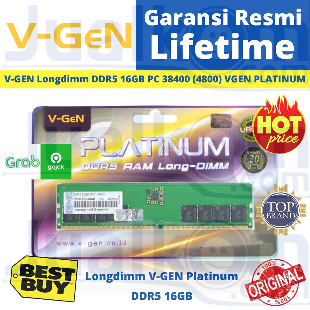 RAM DDR5 16GB PC 38400 4800Mhz Memory VGEN PLATINUM