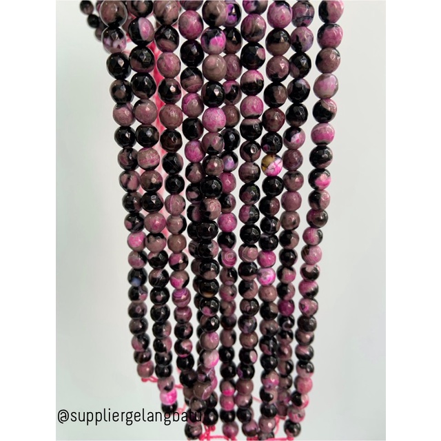 batu CARNELIAN UNGU FACETED BEADS 6mm cutting bahan gelang kalung