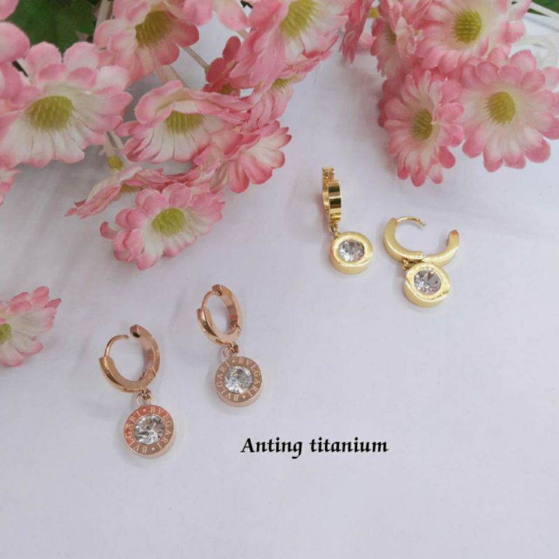 Fourfashion Anting Titanium BV Batu Permata Kekinian S132