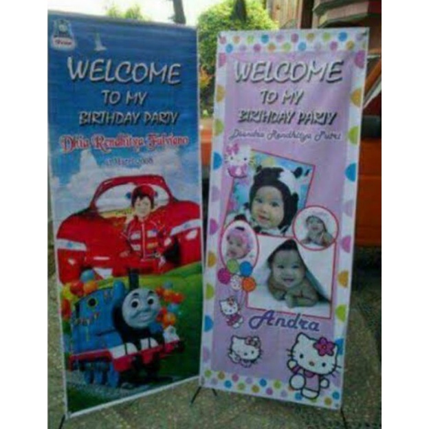 RB Cetak Paket Spanduk X Banner Dan Y Banner + Tiang Wisuda Wedding Olshop Ulang Tahun Agustusan