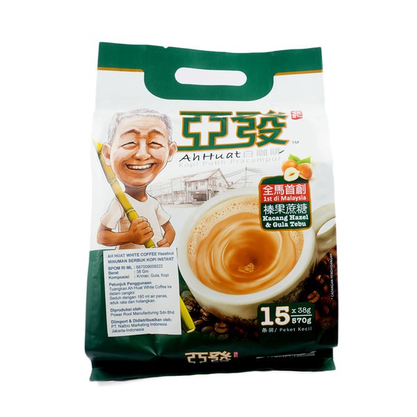 

AH HUAT White Coffee Hazelnut 570gr (15 sachets x 38gr)